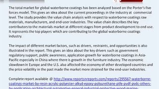 Global Waterborne Coatings Market Research Report Forecast Period of Five Years