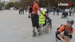 A rollers et en fauteuils roulants, ils rallient Paris à Bruxelles