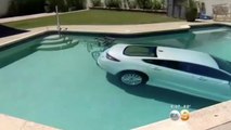 Car Ends In Pool After Driver's Flip Flop Gets Entangled With Pedals