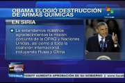 Obama elogia destrucción de armas químicas sirias