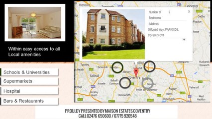2 bedroom ‘luxury’ apartment – GILLQUART WAY, PARKSIDE CV1