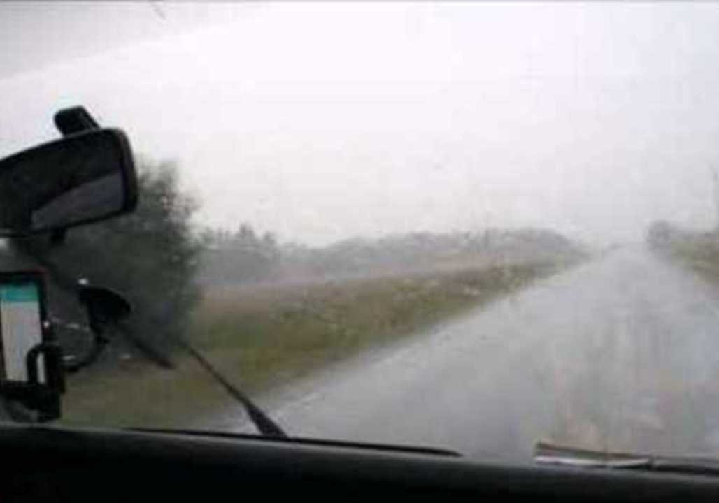 Lightning Narrowly Misses Car