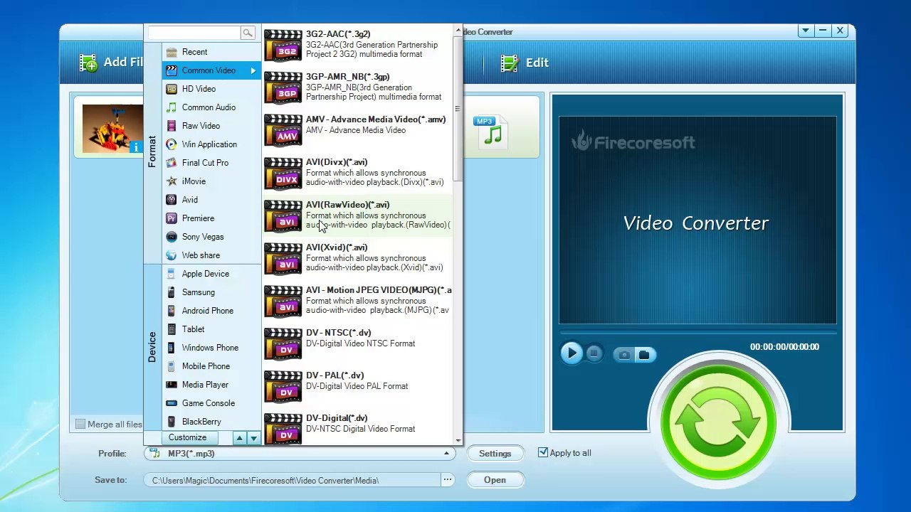 How to convert MOD video to AVI