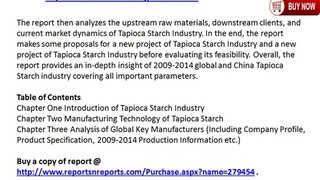 Market Research Report on Global and Chinese Tapioca Starch Industry, 2009-2019