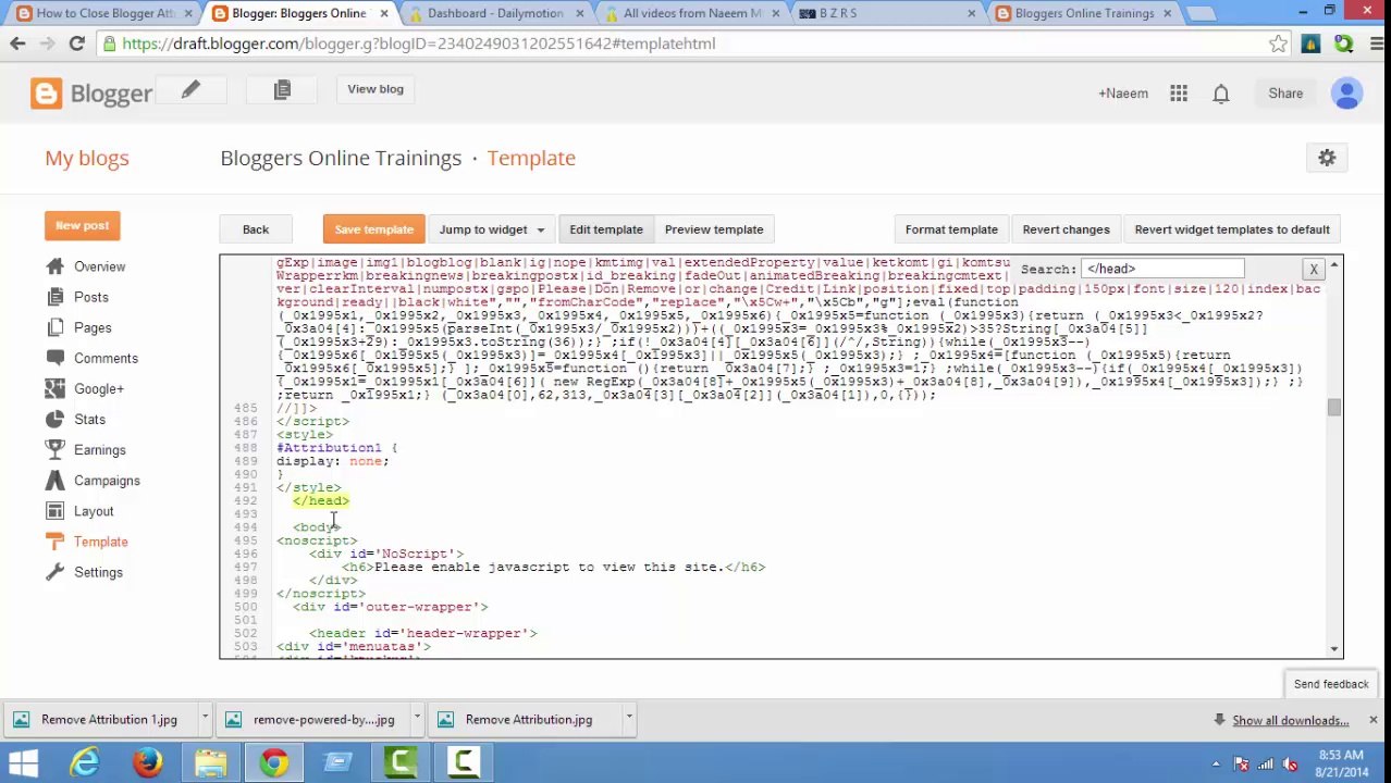 How To Remove Blogger Attribution (Powered By Blogger) in Urdu and Hindi