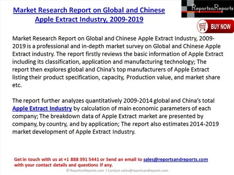 Global & Chinese Apple Extract Industry Research Report, 2009-2019