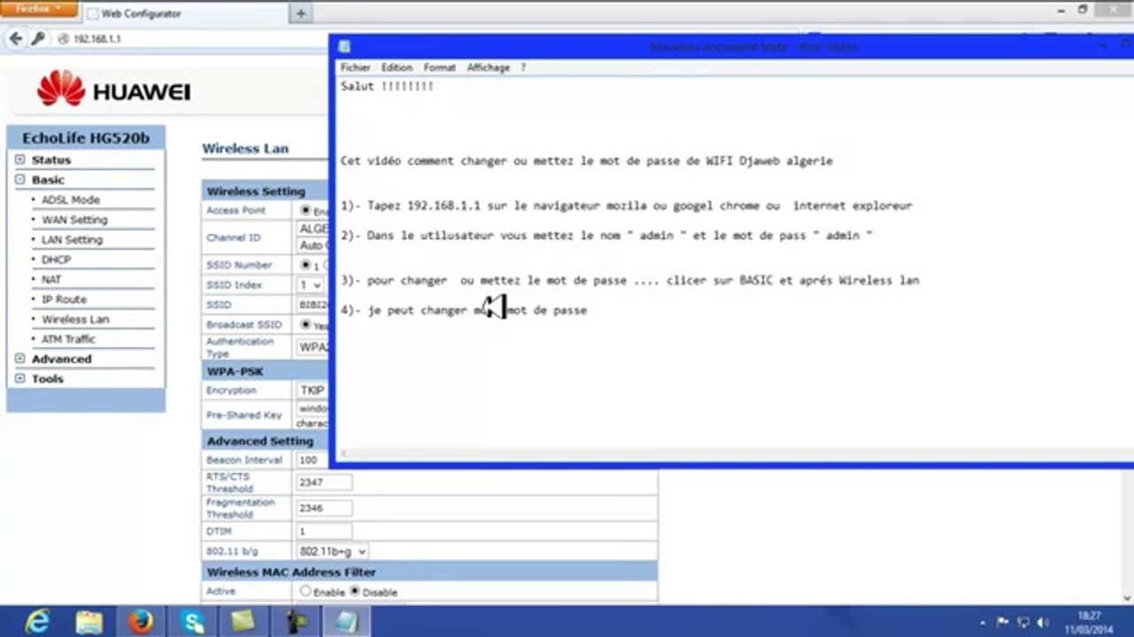 Comment changer ou mettez un mot de passe pour WIFI DJAWEB Algerie
