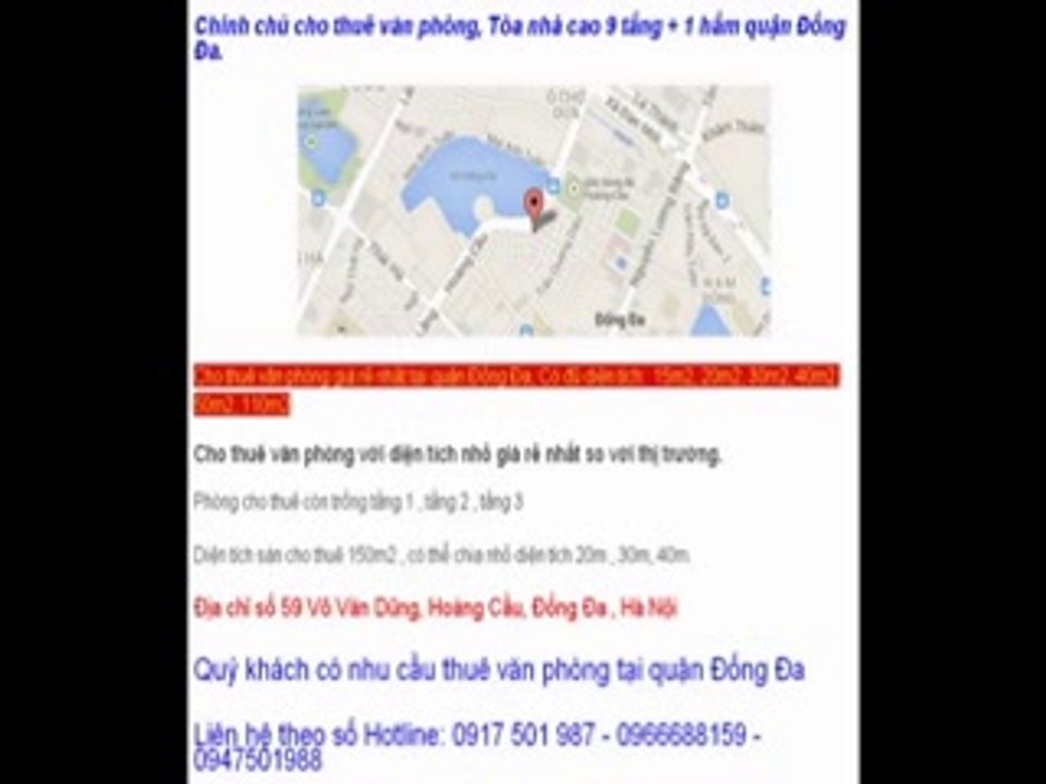 Cho thuê văn phòng quận Đống Đa - 0917 501 987