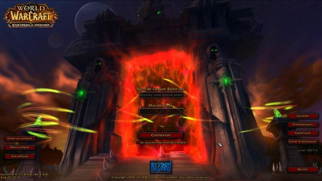 Écran de connexion de WoW: Warlords of Draenor