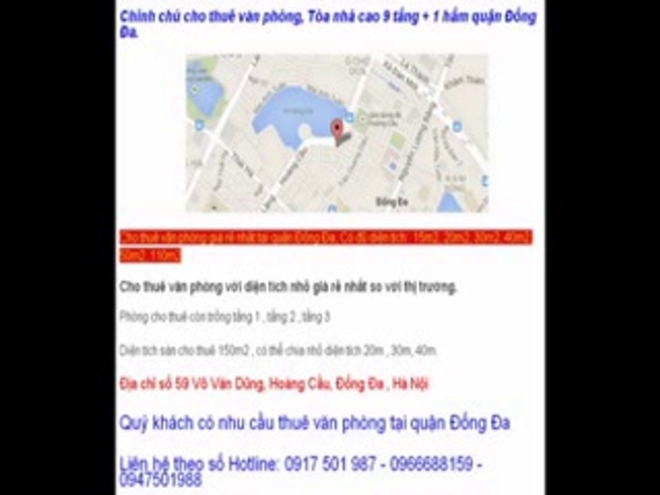 Cho thuê văn phòng giá rẻ quận đống đa - 0966688159