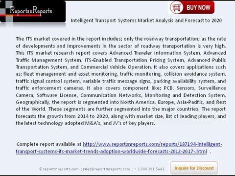 Intelligent Transport Systems Industry: Global Forecast to 2020 by Company & Country