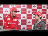 F1 2012 - A kid interviews Ferrari driver Fernando Alonso (Santander)