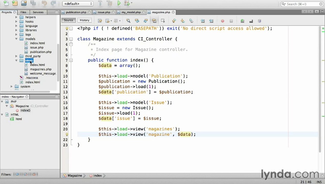 Lynda. Up and Running with PHP CodeIgniter / Section 3 -4. Displaying a magazine