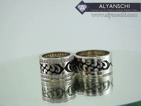 Yaprak Desenli Çift Renkli Gümüş Alyans