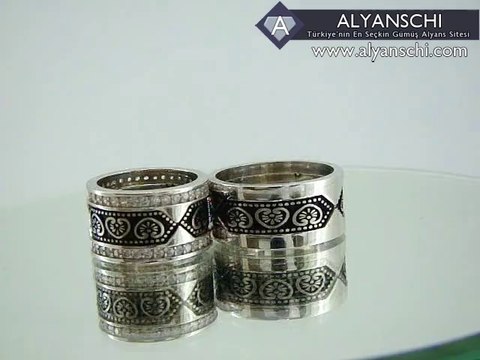 Lale İçi Çiçek Türk Motifli Gümüş Alyans