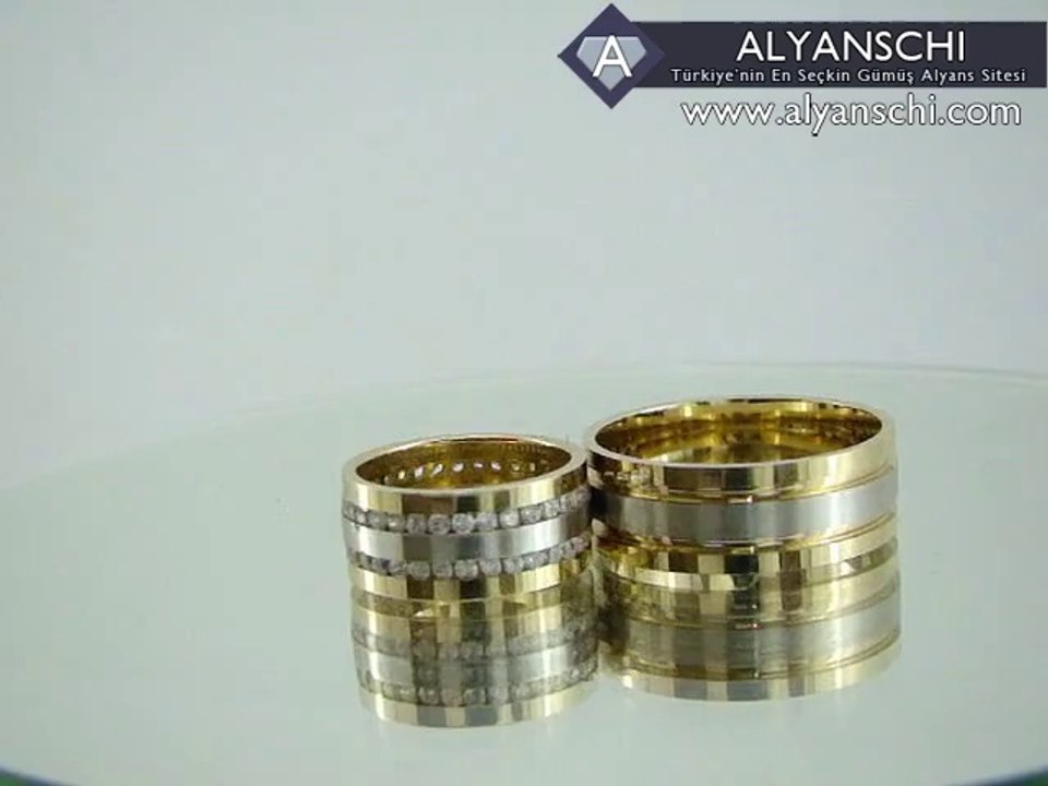 18 Ayar Altın Kaplama Çift Renkli Gümüş Alyans