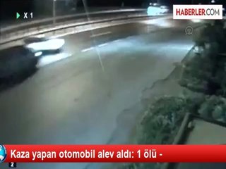 Kaza yapan otomobil alev aldı: 1 ölü