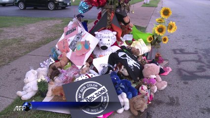 Impromptu memorial for Michael Brown set at the shooting site