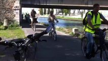 Balade le long des canaux avec l'association Vélo à Saint-Denis. Canal de l'Ourcq