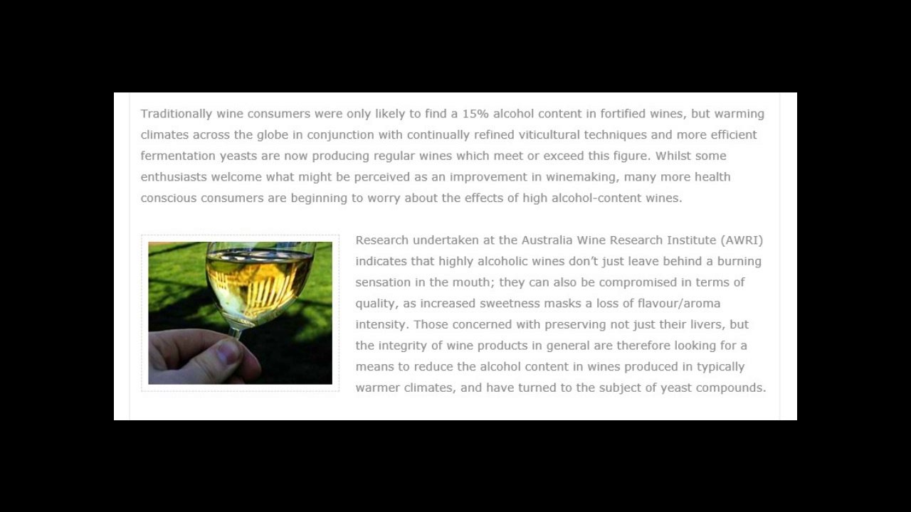 Imperial Wines of London – New Yeast Compound Found to Lower Alcohol Content of Wine