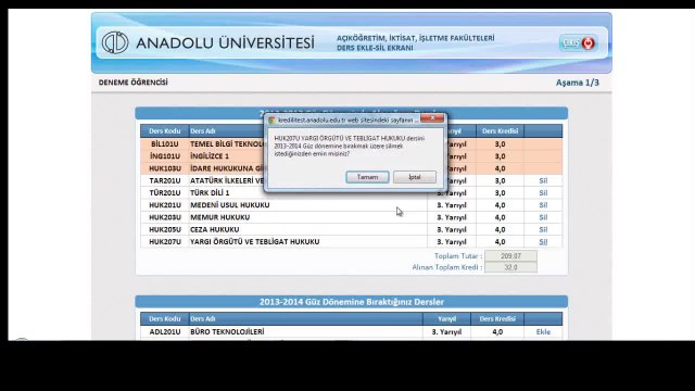 AÖF Ders Ekle Sil İşlemi Ders Kaydı Nasıl Yapılır
