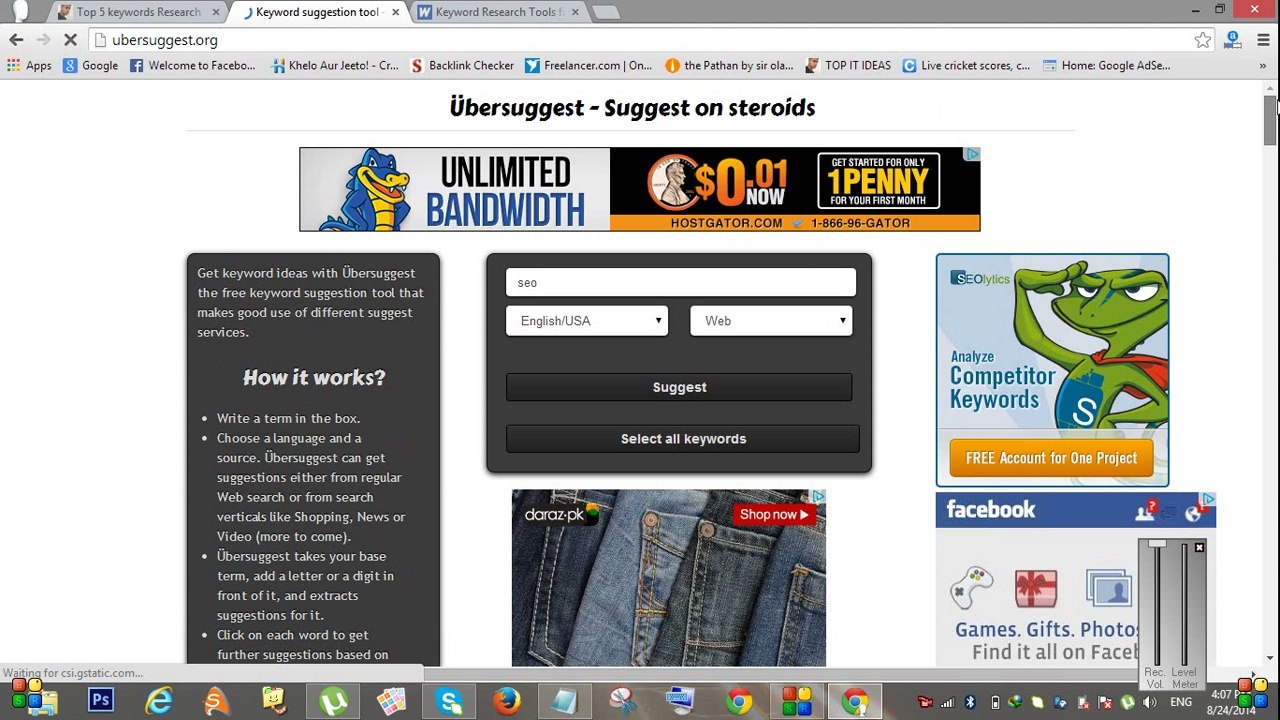 Top 5 keywords Research tool for Seo