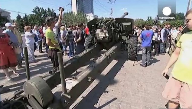 Desfile de presos de guerra en Donetsk para conmemorar el Día Nacional de Ucrania