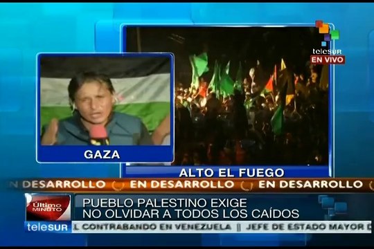 Palestinos celebran el cese al fuego israelí contra Gaza