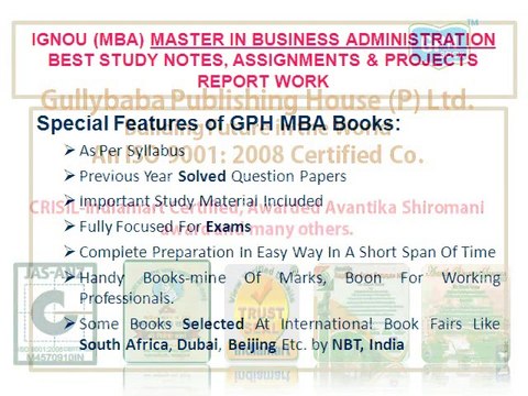 IGNOU MBA HELP BOOKS, SOLVED ASSIGNMENTS, QUESTION PAPERS, & PROJECT REPORT SYNOPSIS