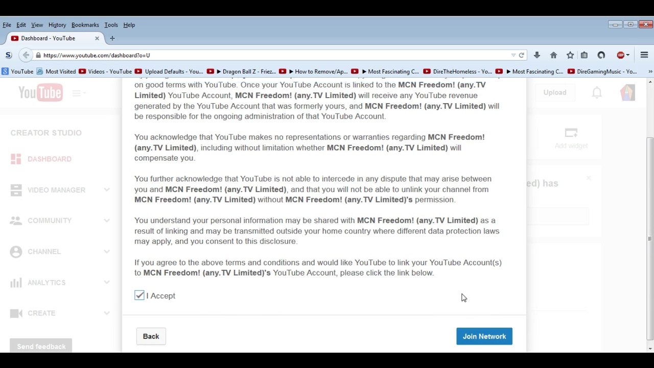 Tutorial For How To Accept An Invitation To Join The Freedom MCN On YouTube For Free Online