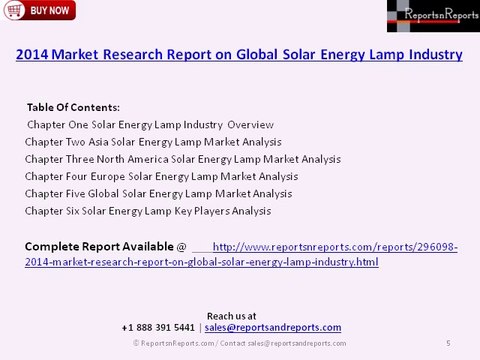 Solar Energy Lamp Industry Global Research Report to 2020