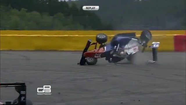 Terrible accident de F1 au GP de Belgique 2014 - Voiture volante de Konsantin Tereschenko
