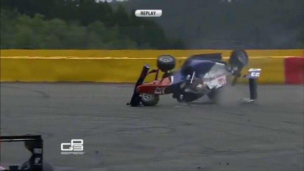 Terrible accident de F1 au GP de Belgique 2014 - Voiture volante de Konsantin Tereschenko