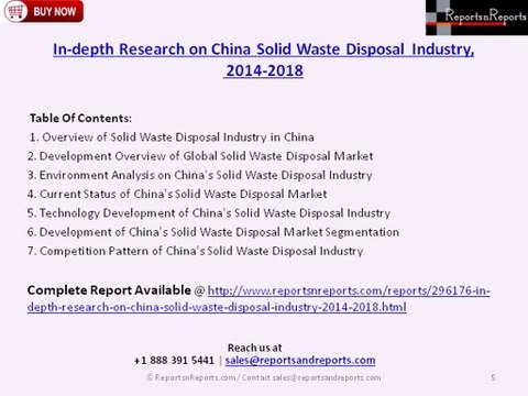 China Solid Waste Disposal IndustryResearch Report for Forecast Period of Six Years from 2014-2018