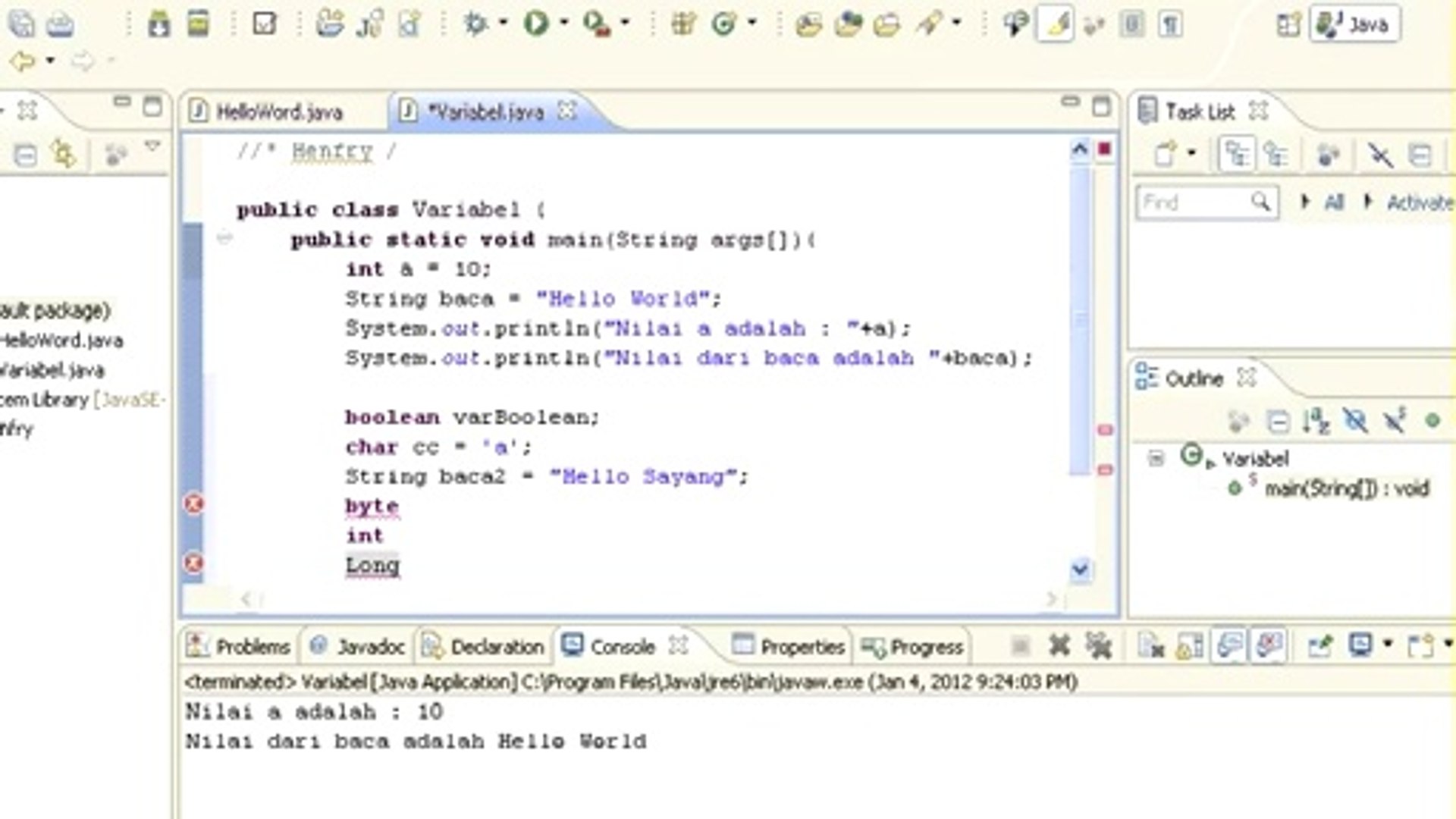 Belajar Pemrograman Java Bagian 3 - Tipe Data