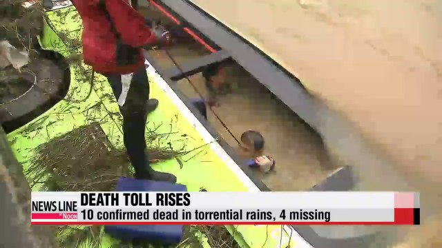 14 people dead or missing from record downpours in southeastern Korea