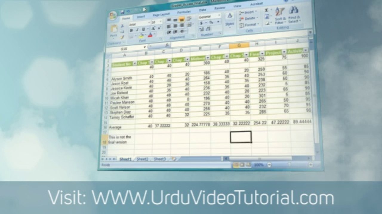 Learn Excel 2007 In Urdu Video Tutorial