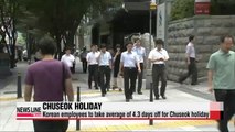 Korean employees to take 4.3 days off for Chuseok holiday