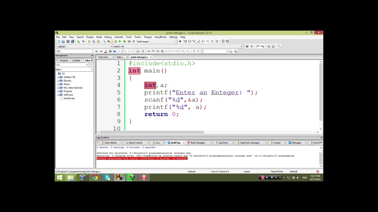 printing an interger - Learn C Programming P3