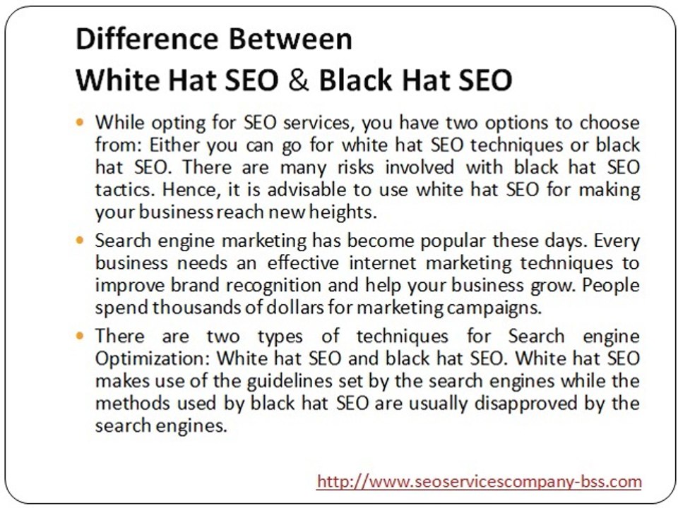 Difference between white hat SEO and black hat SEO