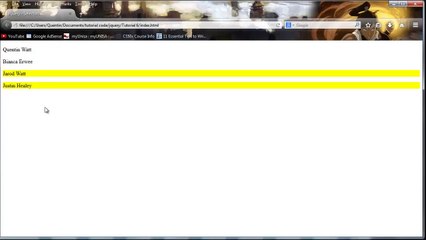 JQuery tutorial for beginners - contains selector