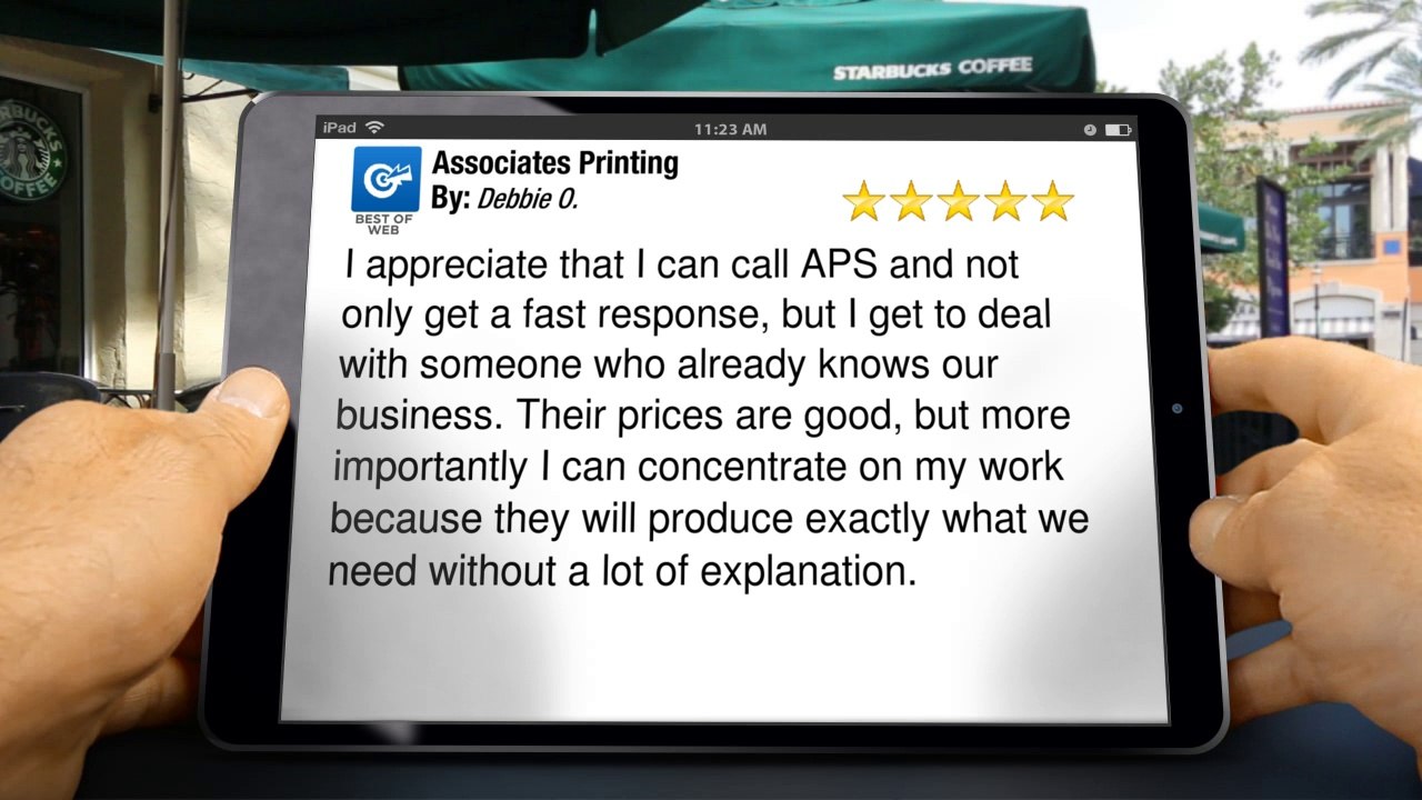 Associates Printing Martinez         Perfect         5 Star Review by Debbie O.