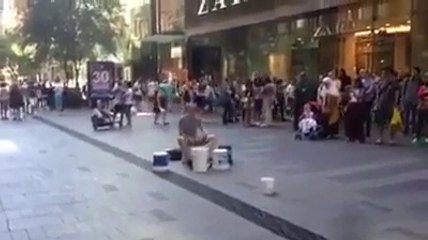 Street drummer VS Dumb guy!