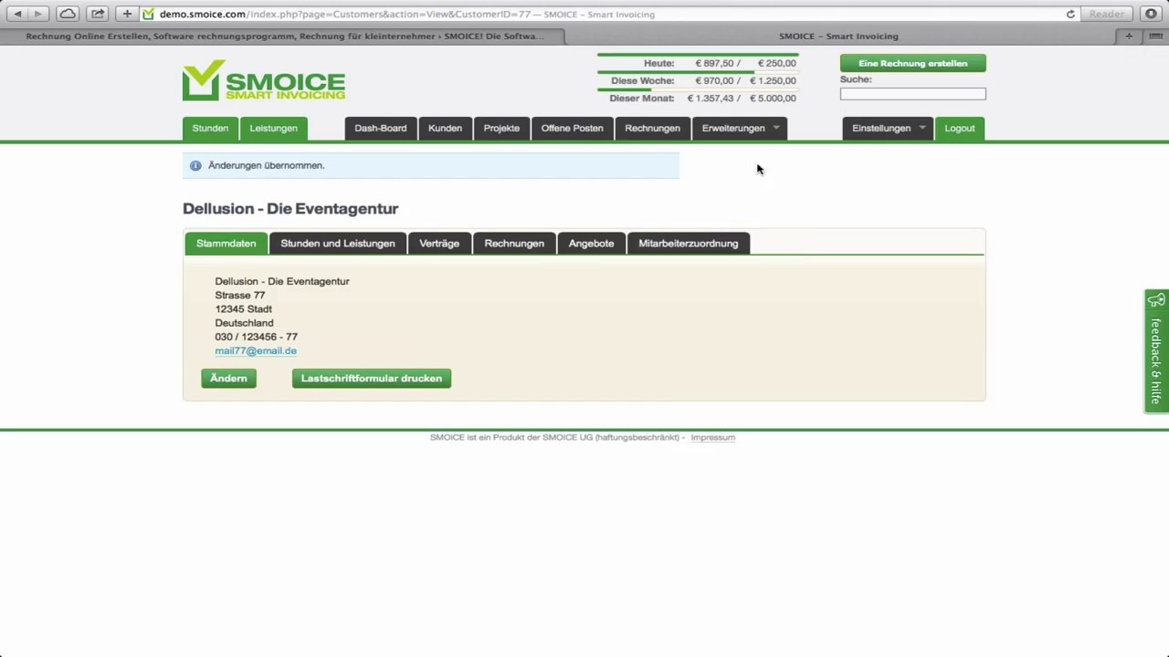 Rechnungen erstellen für kleine Unternehmen durch Software Rechnungsprogramm - SMOICE