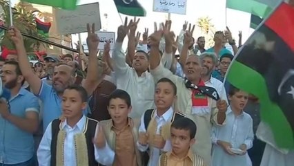 Supporters of Operation Dawn protest in Tripoli against recent air strikes