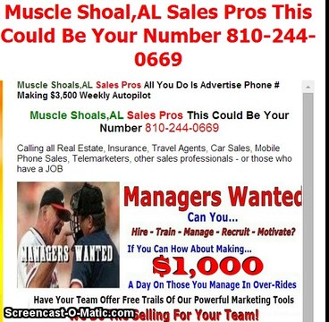 Muscle Shoals,AL Sales Pros This Could Be Your Number 810-244-0669