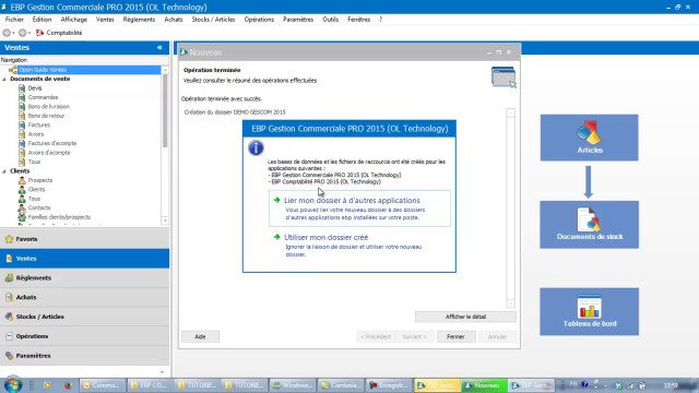 EBP Gestion Commerciale 2015 : Assistant creation dossier