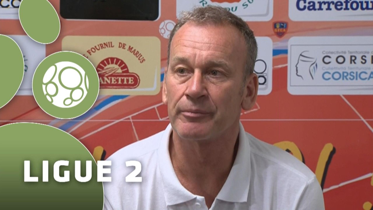 Conférence de presse GFC Ajaccio - ESTAC Troyes (0-4) : Thierry LAUREY (GFCA) - Jean-Marc FURLAN (ESTAC) - 2014/2015