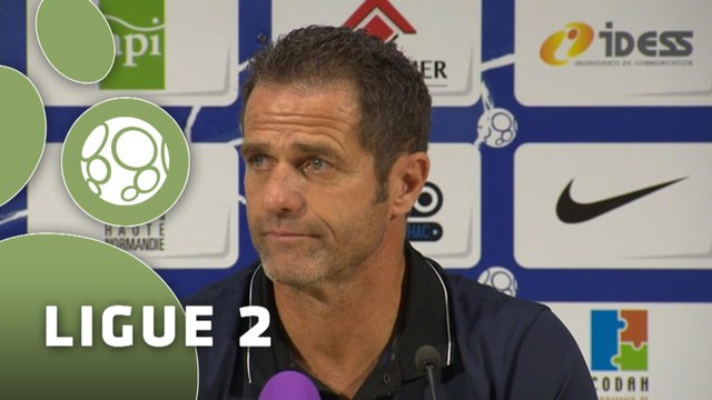 Conférence de presse Havre AC - US Créteil-Lusitanos (1-1) : Erick MOMBAERTS (HAC) - Philippe HINSCHBERGER (USCL) - 2014/2015