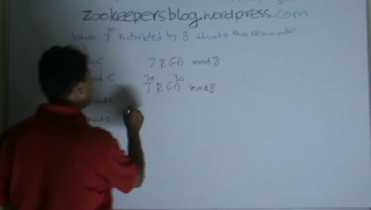 17 Zookeepersblog Bangalore Remainder when 7 to the power 30 is divided by 8 Dezrina SKM classes